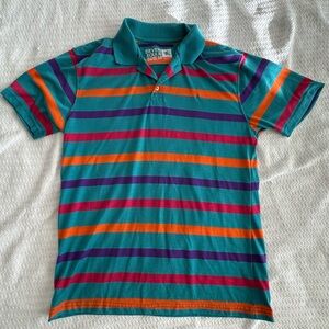 Multi-coloured Orange Purple Striped Polo Shirt